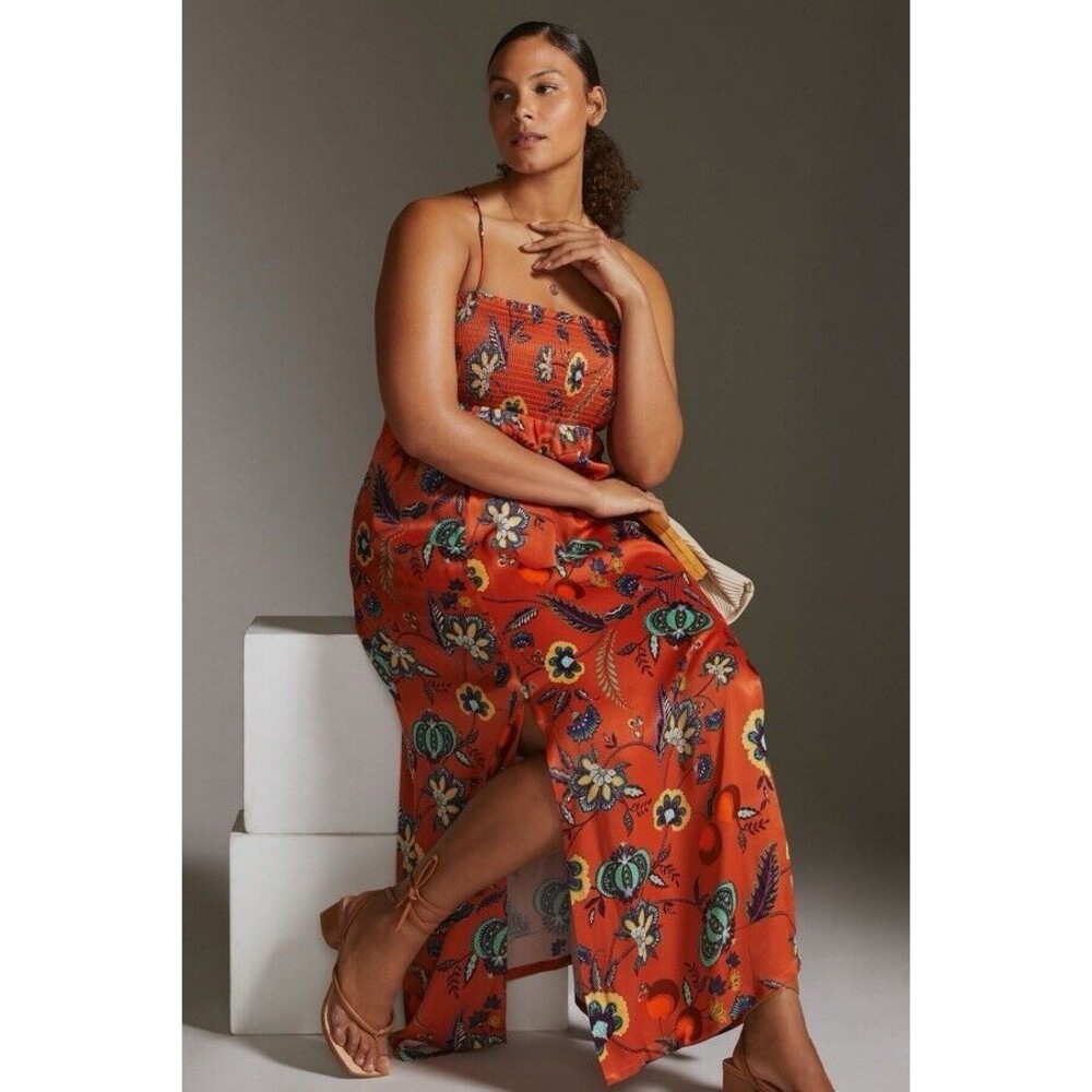 NWT Maeve Multicolor Maxi Dress XL Sleeveless Floral Smocked Cross Back - Picture 5 of 13